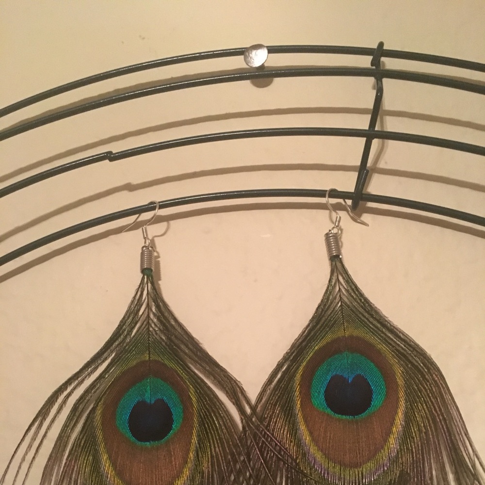 Peacock earrings handmade 925 sterling silver